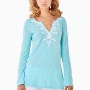 Lilly Pulitzer Westley Tunic Spa Blue Size XL